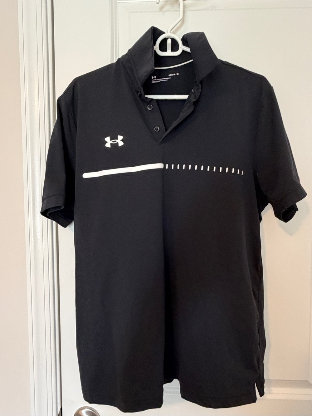 Under Armour Black Polo with White Stripe Detail